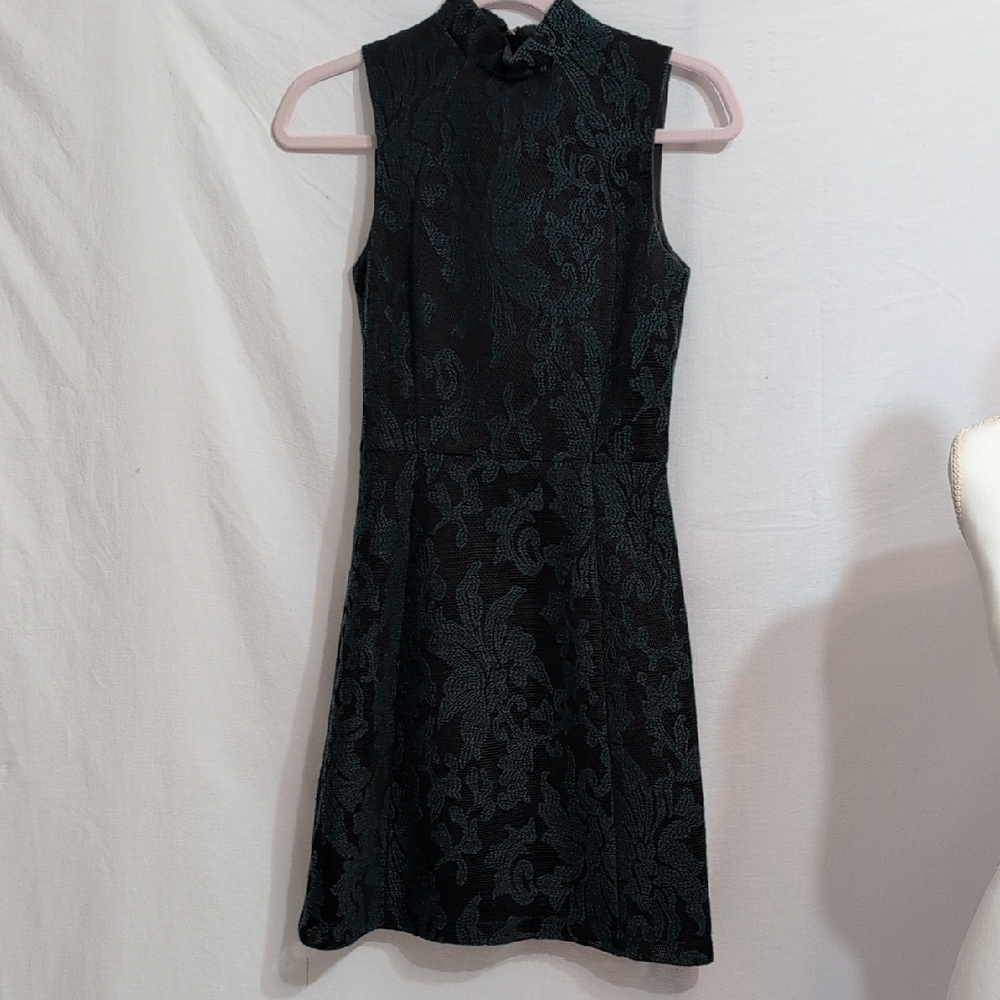 H&M Black and Green Floral Mini Dress